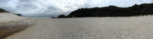 Panorama view of Squeaky beach.